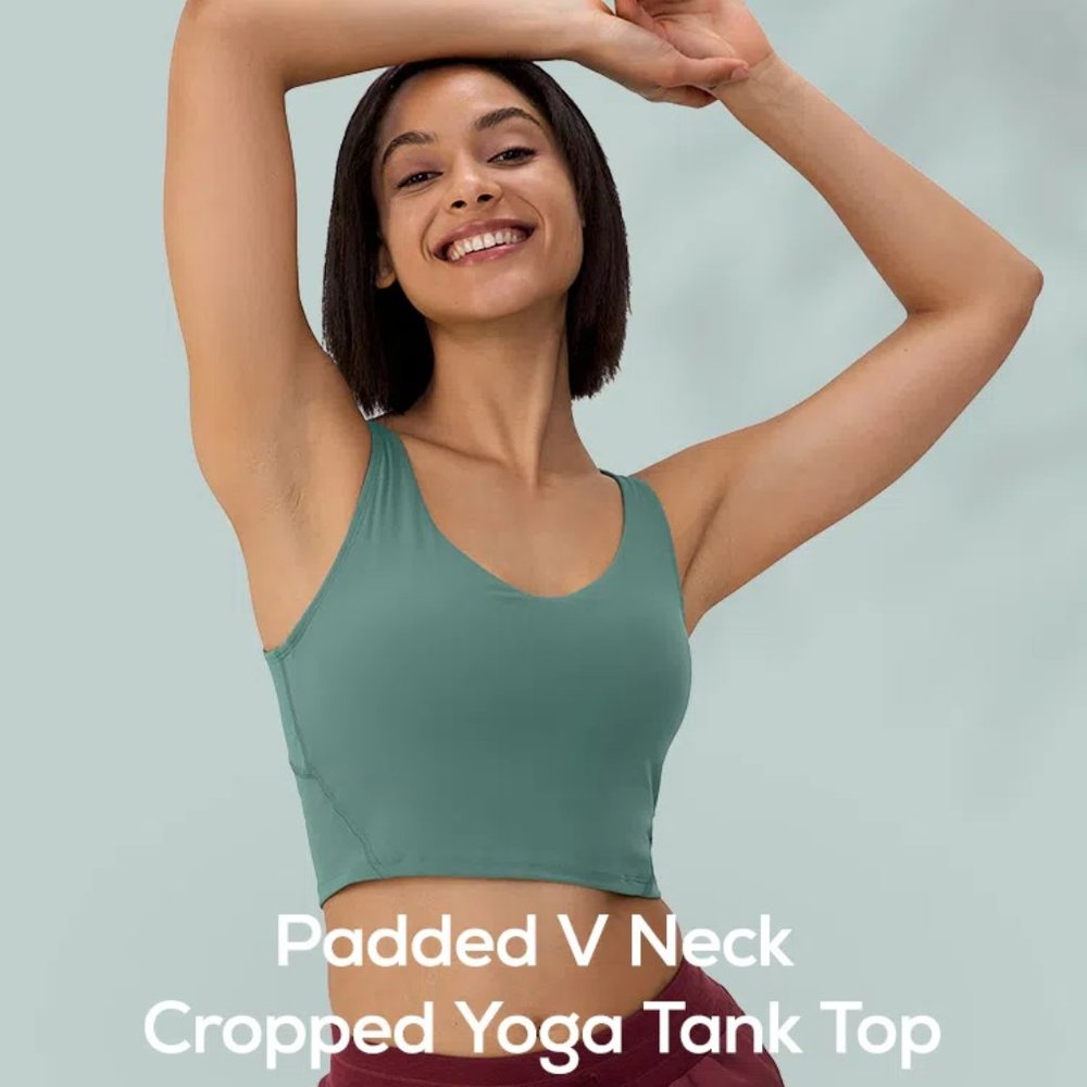 NWT HALARA Padded V Neck Cropped Yoga Tank Top Size Small